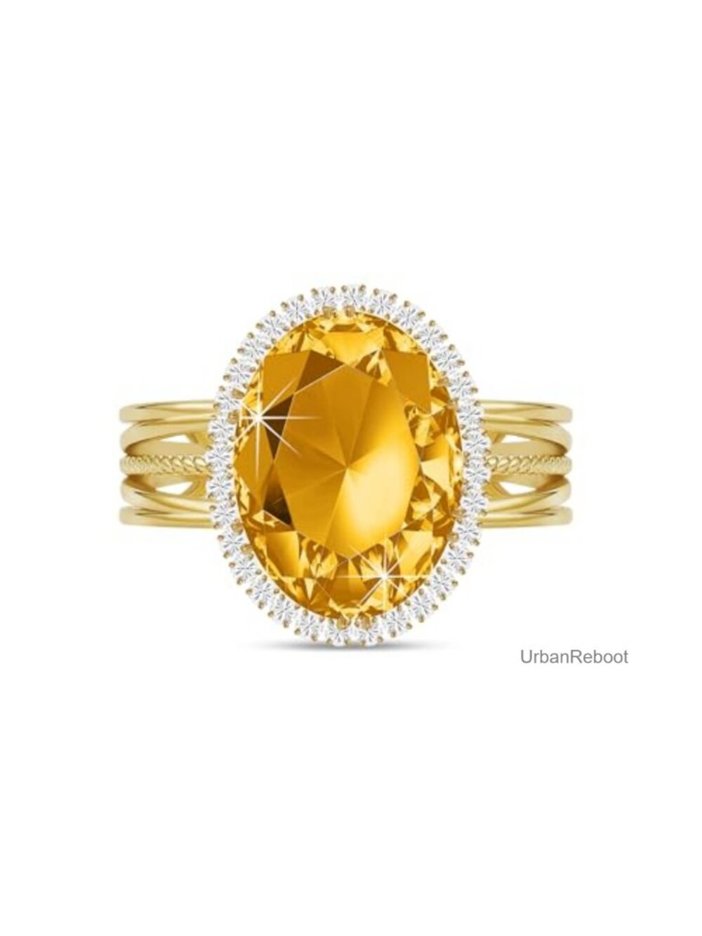 Adjustable Oval Cubic Zirconia Statement Ring Gold Plated Brass